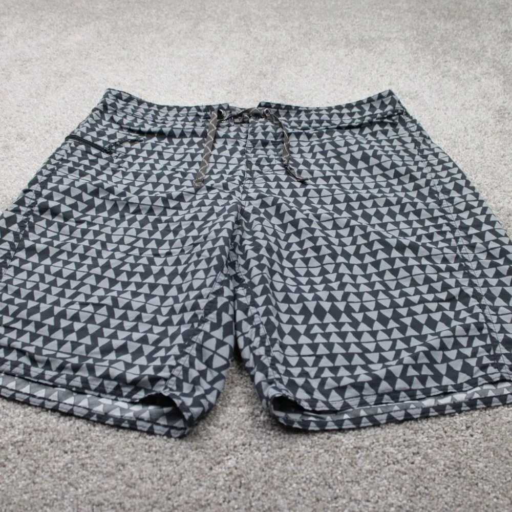 Patagonia Hybrid‎ Board Shorts Mens 36 Gray Geometric 100% Nylon w/ 10